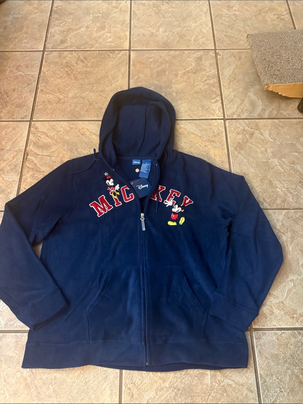 Disney Navy Blue Hoodie with Red Mickey Lettering